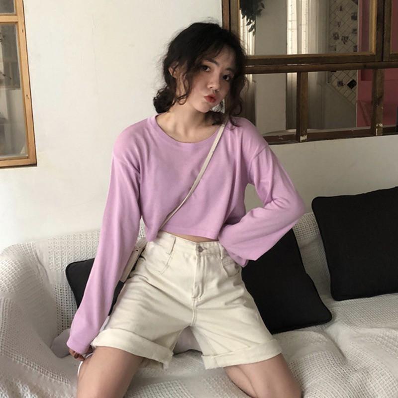 Áo thun nữ cổ tròn tay dài