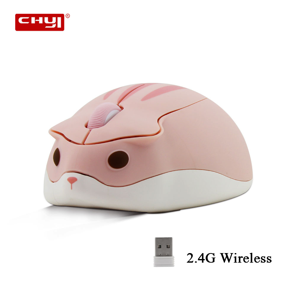 Chuột Không Dây 2.4G Dễ Thương Hamster Hoạt Hình Chuột Máy Tính Công Thái Văn Phòng Mini Cho Bé Gái Tặng