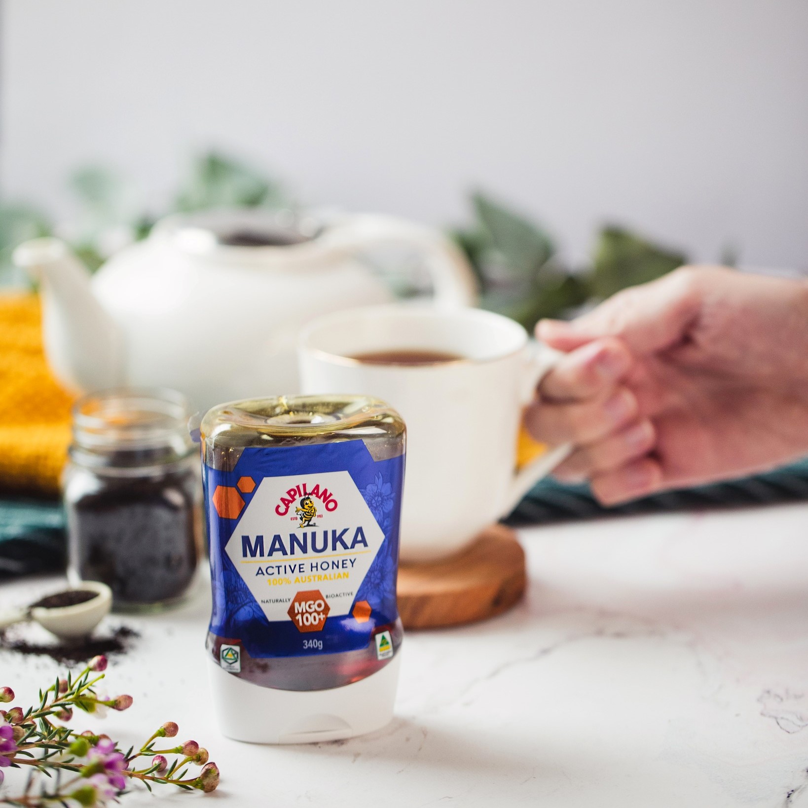 Mật ong hoa Manuka Capilano Active Honey MGO 100+ tăng sức đề kháng, giảm ho, viên họng, dưỡng ẩm da và môi cang mềm mịn - OZ Slim Store