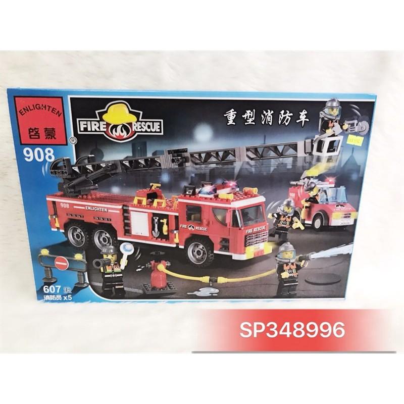 Đồ Chơi Hộp logo ráp xe cứu hỏa thang 5t lính 607m , 908 - SP348996