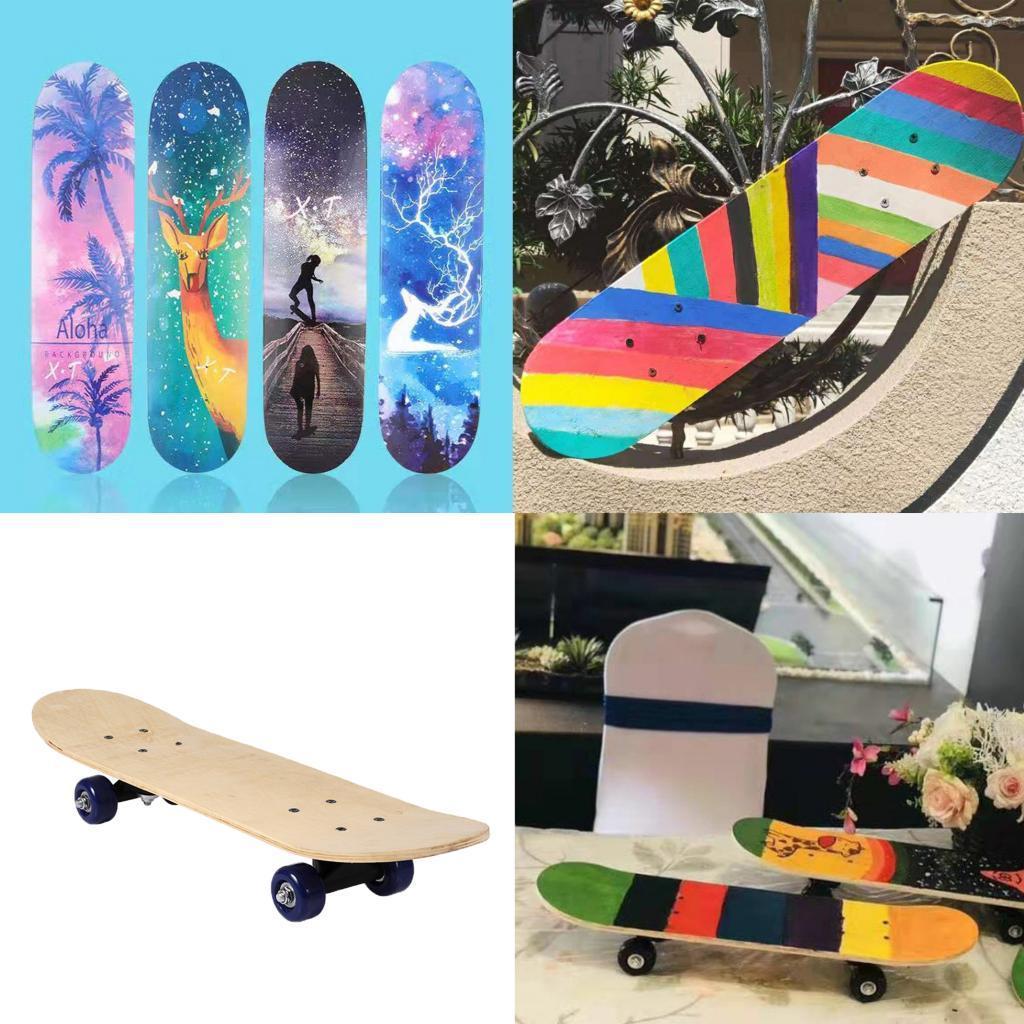 Kids Skateboard Complete Wheel Truck Maple Wood Deck Solid Blank Longboard