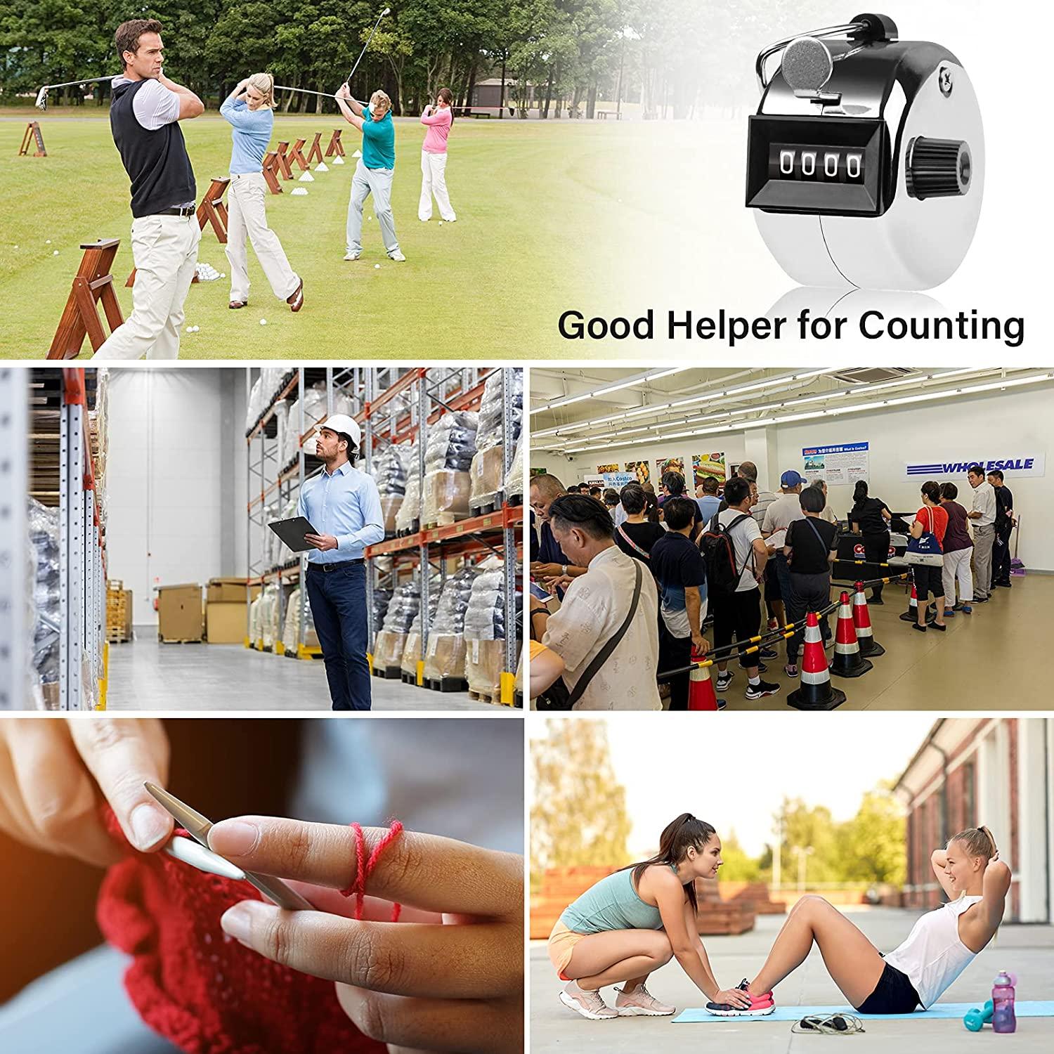 Máy đếm bấm 4 số, Máy đếm bấm tay bằng kim loại dùng để đếm, ghi điểm golf