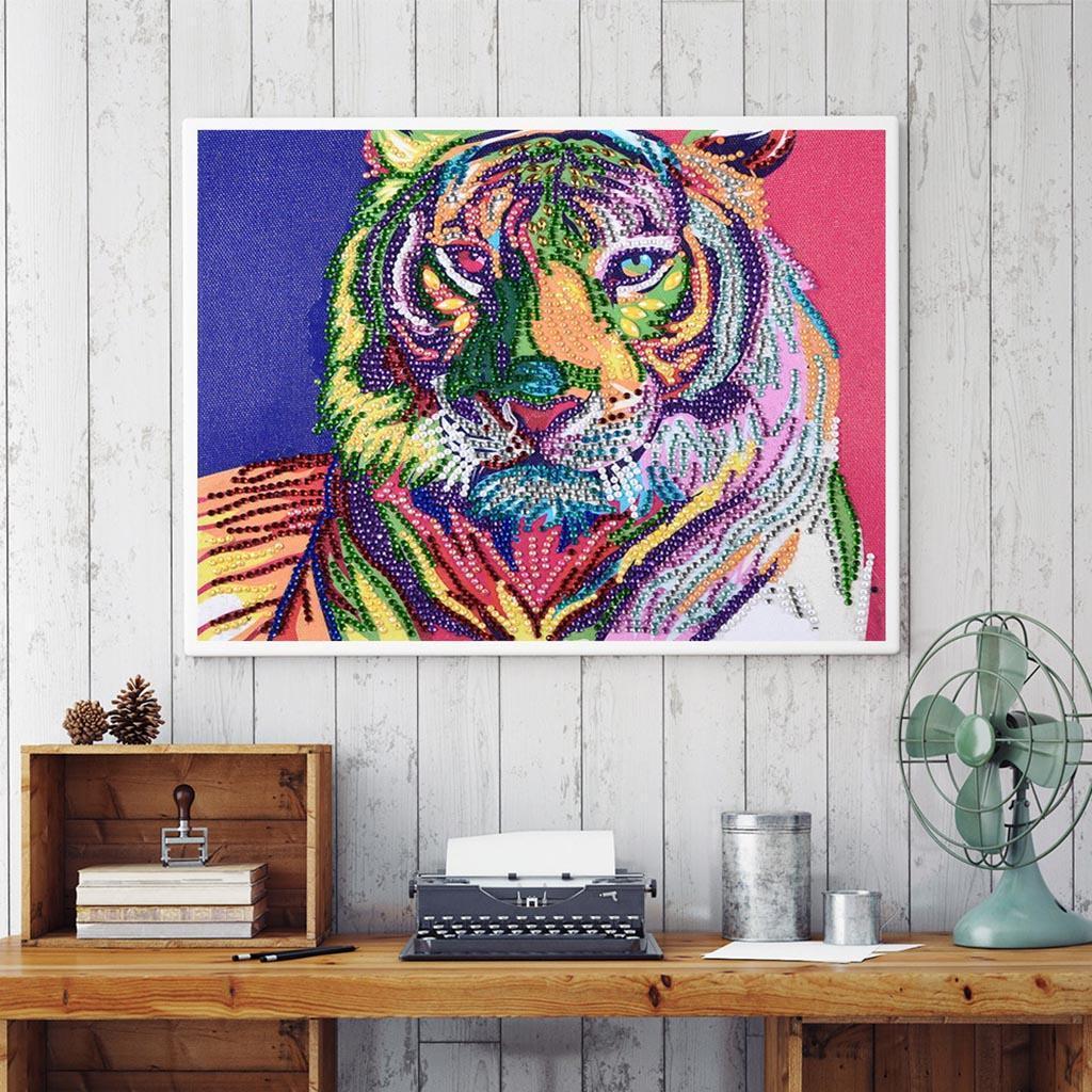 5D Special Shaped Tiger  Kit Cross Stitch DIY Arts Crafts