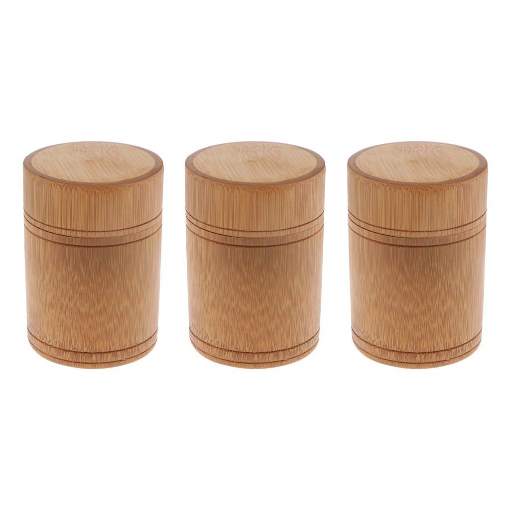 3pcs Bamboo Storage Box Tea Container Jar Cans Seal Storage Bottle S