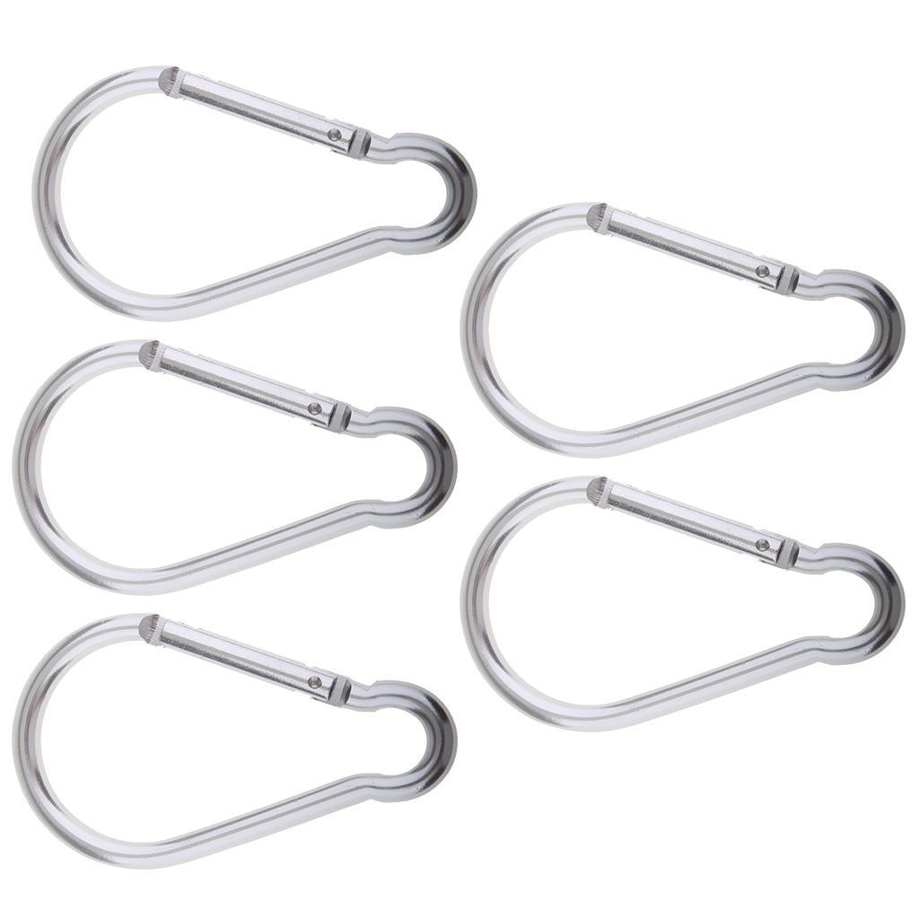 5PCS Aluminum Carabiner D Shape Buckle Keychain Clip Spring Snap Hook