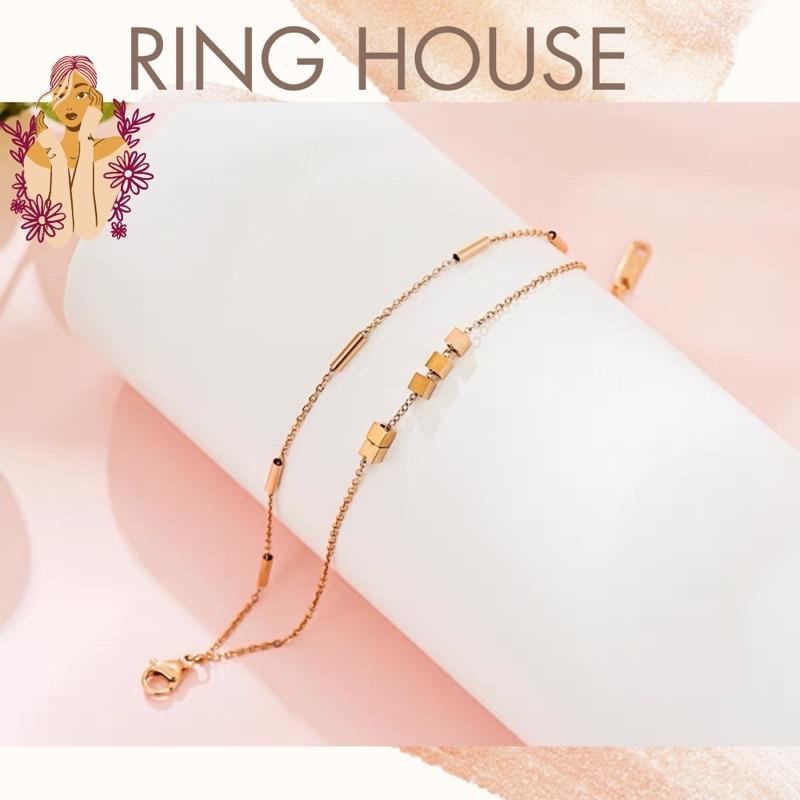 Lắc Tay Nữ Titan Cao Cấp Chuỗi Khối Vuông Đẹp Bracelet Ring House