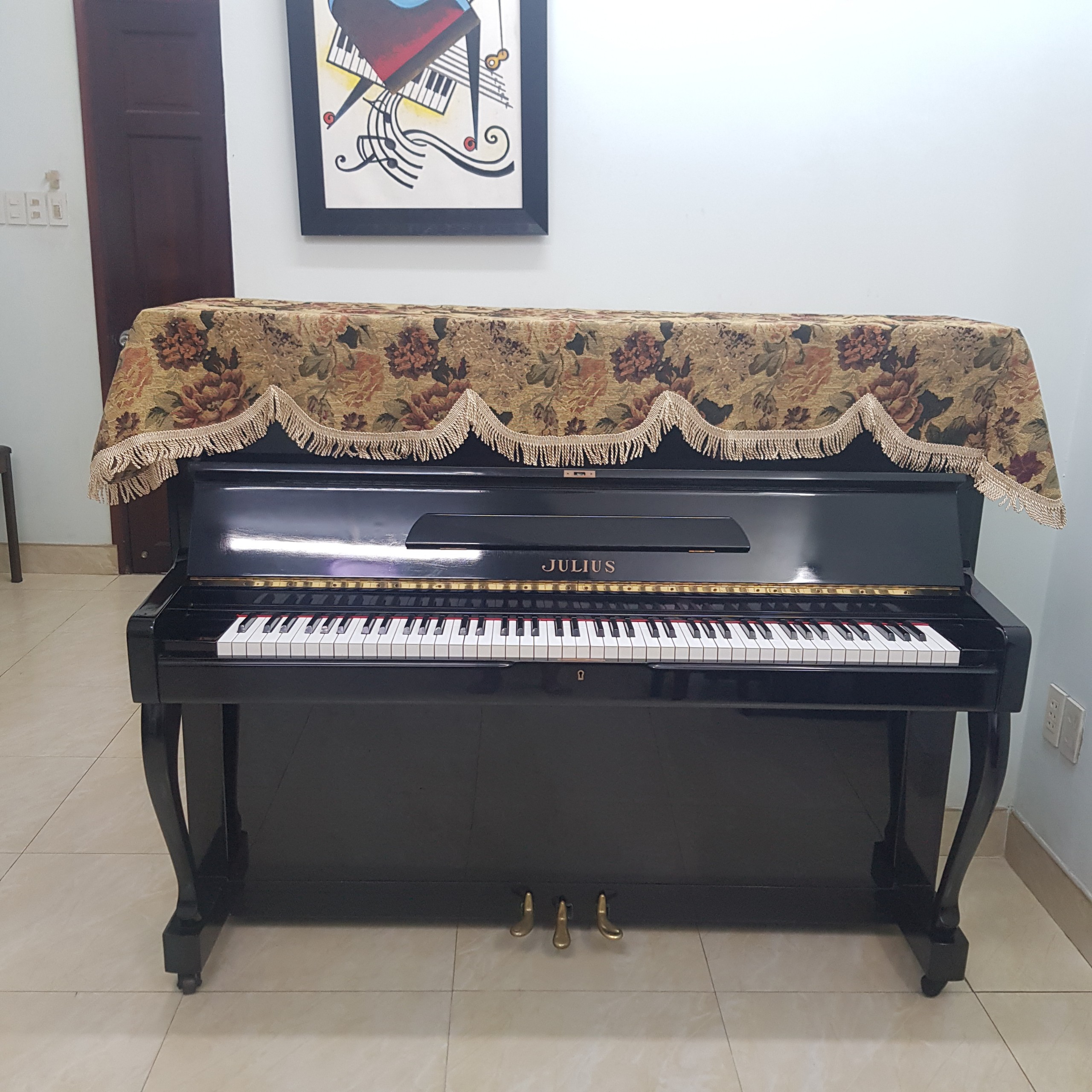 Khăn phủ đàn Piano mẫu Hoa Cổ Điển