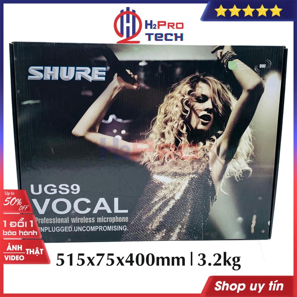 Đôi micro không dây Shure UGS9, micro karaoke không dây cao cấp 4 râu anten,quà 50k 2 chống lăn mic và 4 pin-H2pro tech