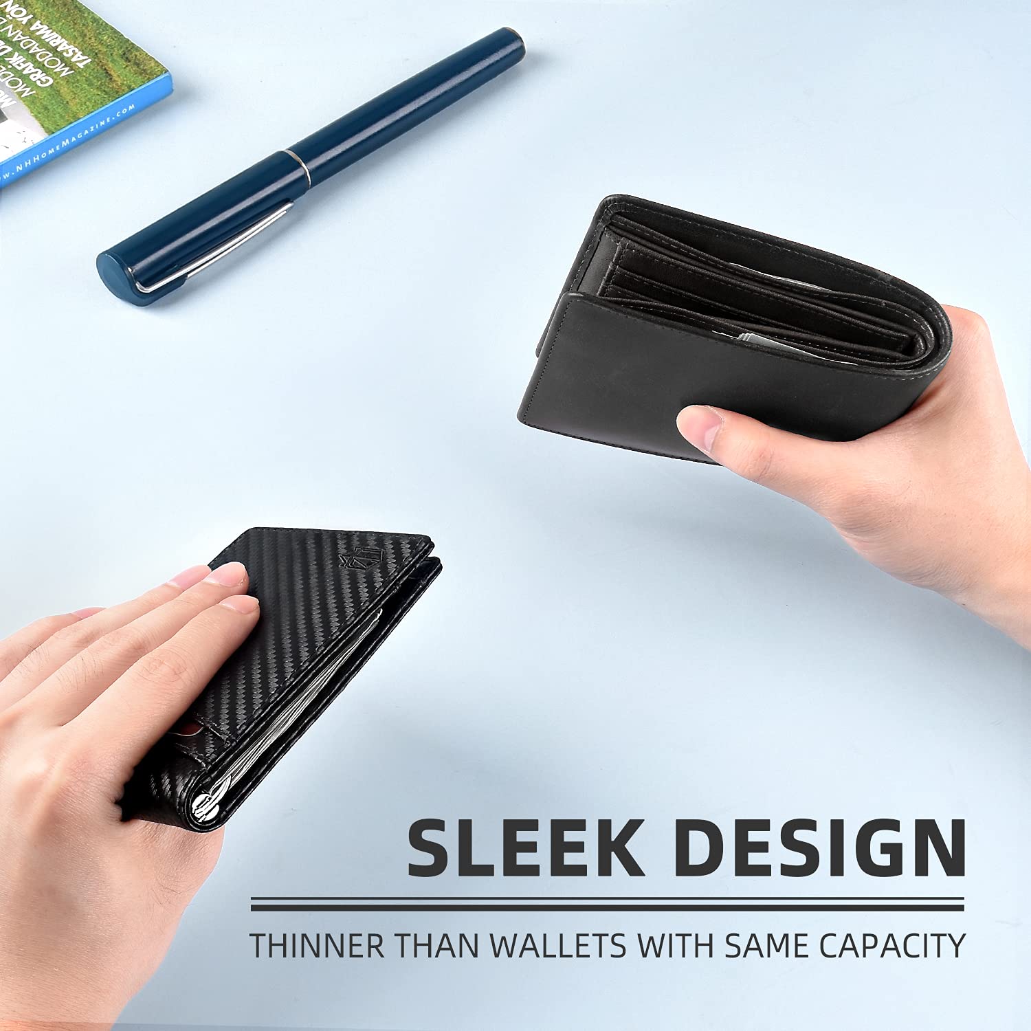 Ví nam đựng thẻ từ tính Carbon Leather RFID Money Clip