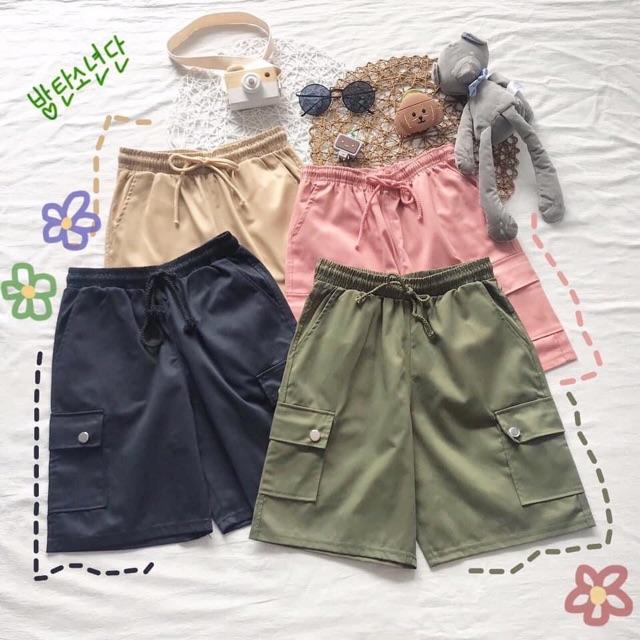 Short box pant kaki / quần short túi hộp ( kèm hình thật + video