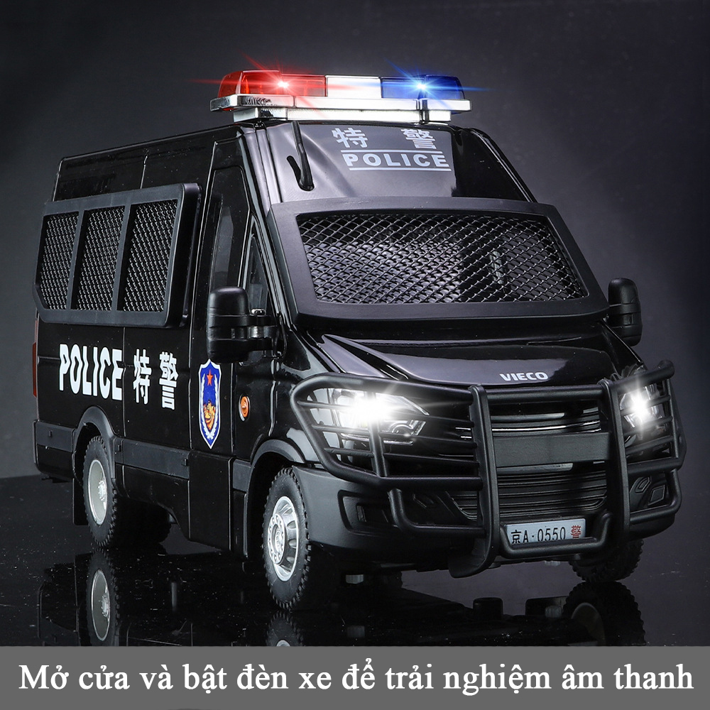 Đồ chơi mô hình xe cảnh sát limousine bằng hợp kim có nhạc và đèn tỷ lệ 1:24 tặng kèm 2 nhân vật