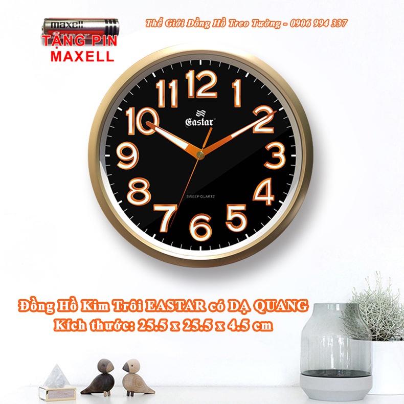 Đồng Hồ Treo Tường KIM TRÔI DẠ QUANG EASTAR – Số Nổi 3D – Tặng Pin Maxell - Bảo Hành 1 Năm
