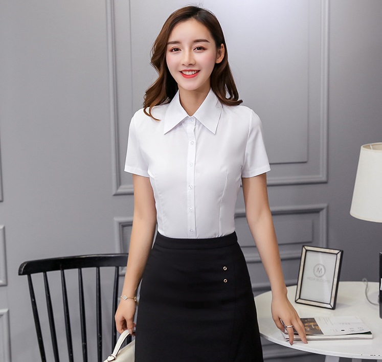 Áo sơ mi trắng nữ ngắn tay, kiểu dáng basic công sở CS25