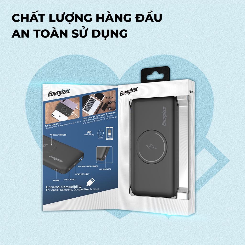 Pin dự phòng Energizer 10000mAh QE10013PQ - 3 cổng sạc ra tiện lợi, tích hợp sạc nhanh - Hàng chính hãng