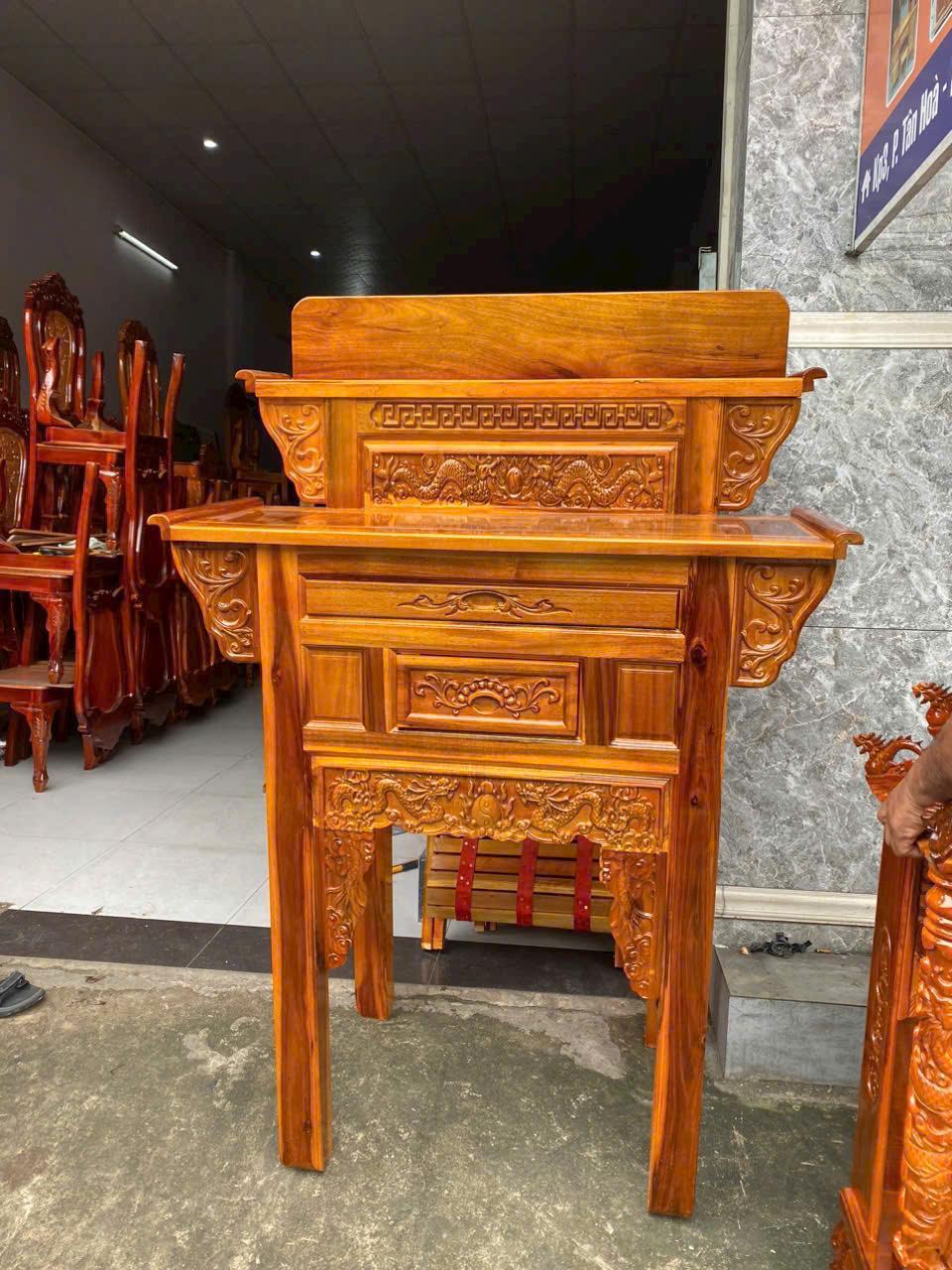 Bàn Thờ Gia Tiên 2 Tầng Gỗ Tràm bông vàng nhiều kích thước Kích Thước - Decor, Decor Phòng