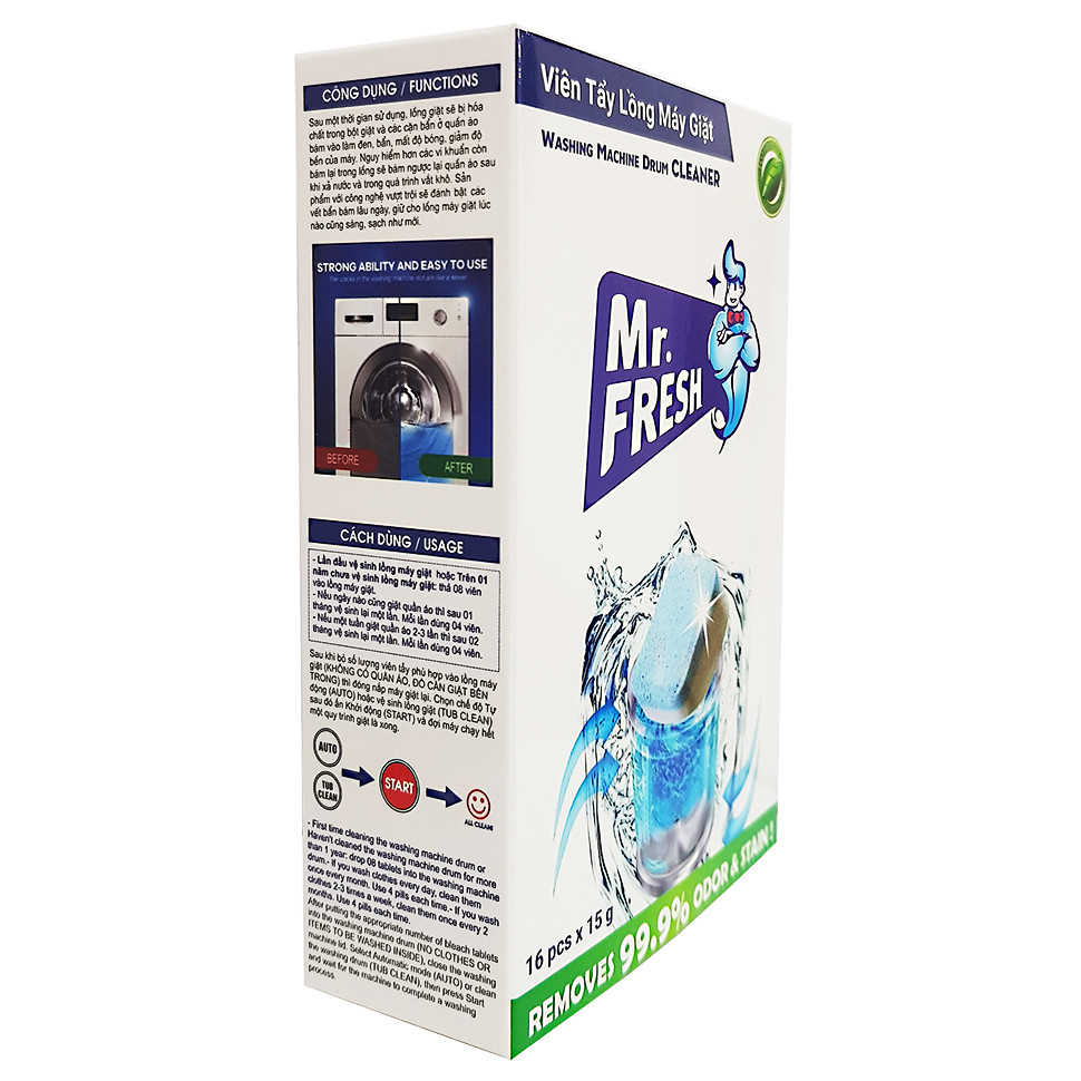 Hộp 16 viên nén tẩy lồng máy giặt Mr.Fresh