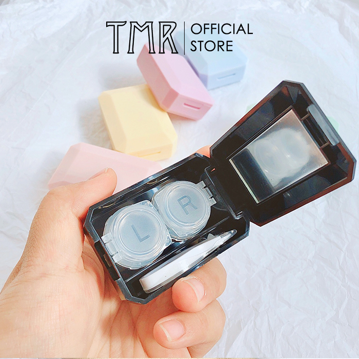 Bộ Khay ngâm lens TMR cao cấp có gương  Brie đầy đủ phụ kiện đeo lens đi kèm