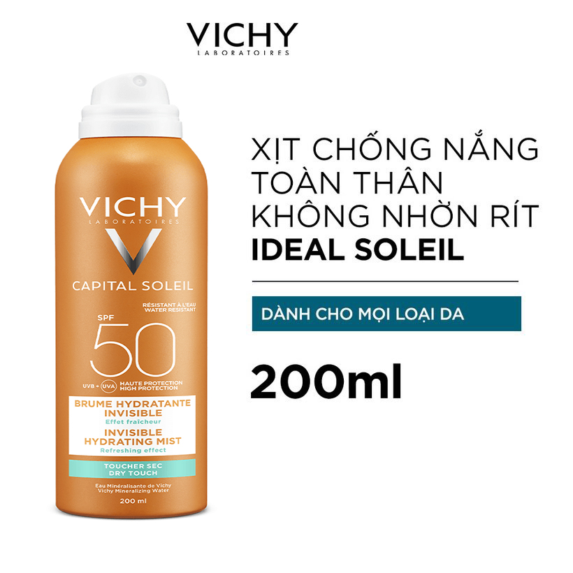 Kem Chống Nắng Toàn Thân Vichy Dạng Xịt SPF 50 PA+++ Ideal Soleil Invisible Hydrating Mist ﻿200ml