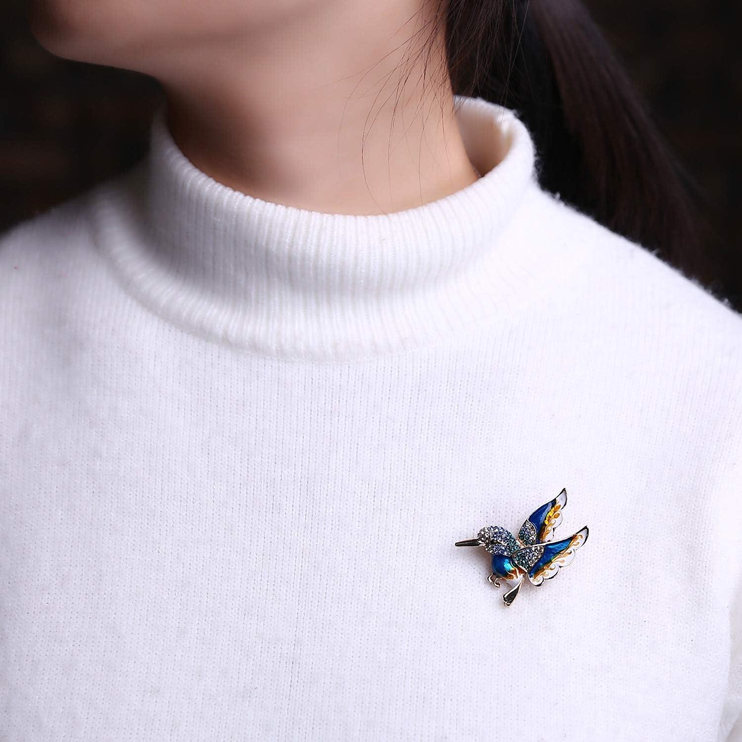 Phụ nữ đồ cổ màu vàng Memal Vogel Hummingbird Multi Color Aurian  Brosche Jewelry Blue có thể điều chỉnh