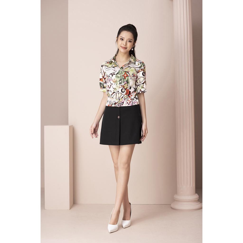 Áo Sơ Mi Nữ Công Sở LUPERI LFSM1212 Dáng Bo Eo Tay Ngắn Thanh Lịch, Vải Lụa Satin Cao Cấp