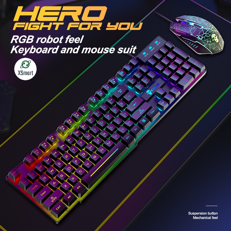 Bộ Bàn Phím Và Chuột Chơi Game Có 10 Chế Độ Led Khác Nhau XSmart T6RGB Super PRO 2021 Tương Thích Máy Tính PC Laptop - Hàng Chính Hãng