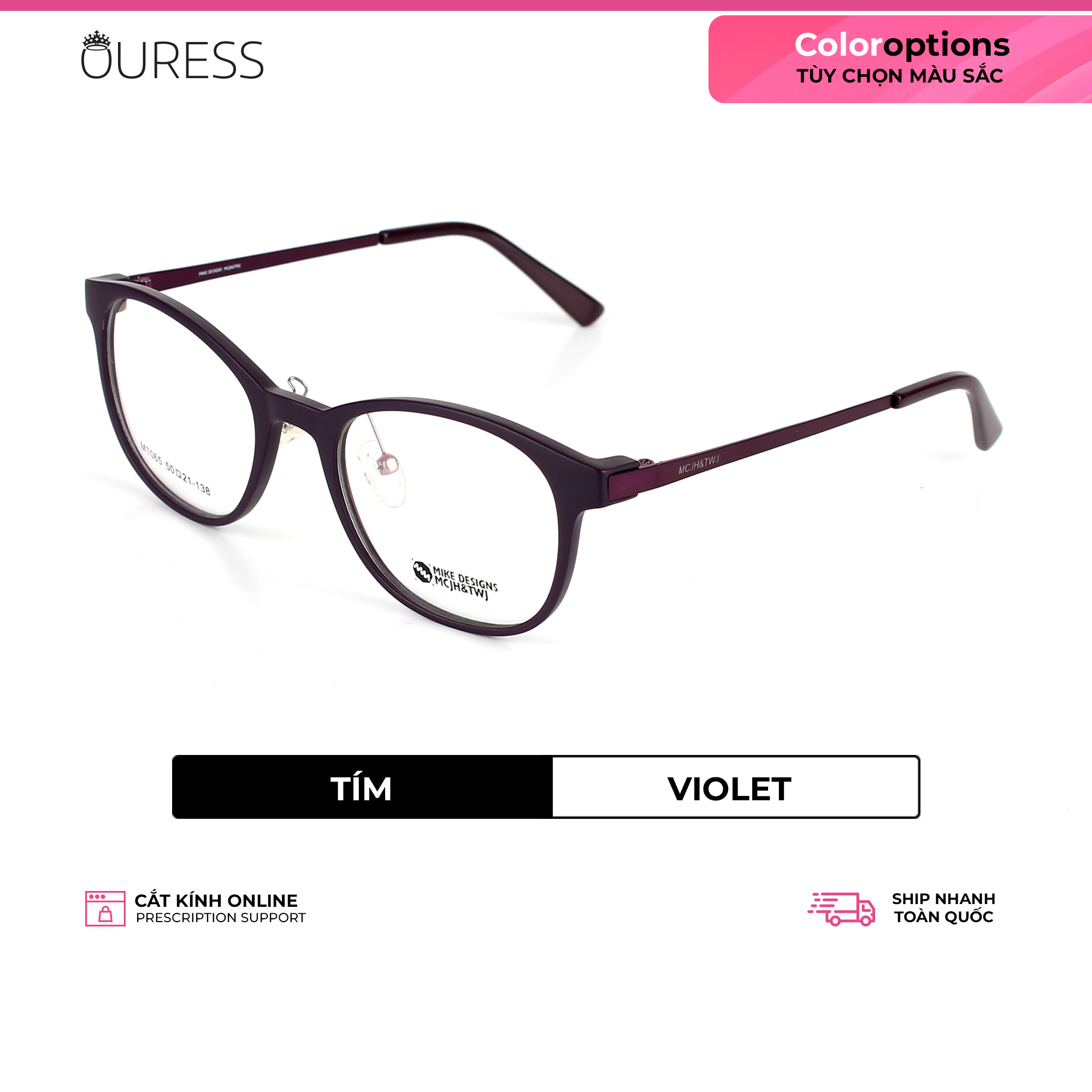 Gọng kính tr90 phối càng hợp kim cao cấp bền đẹp thời trang nam nữ mt065 Ouress