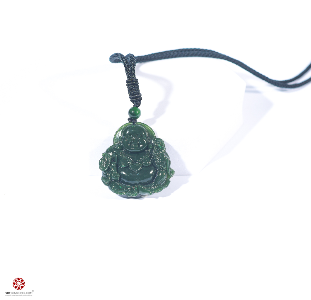 Mặt dây chuyền Phật Di Lặc Ngọc Bích - Nephrite Canada Tự nhiên 100% - Chất ngọc đẹp đem lại may mắn, lạc quan | VietGemstones
