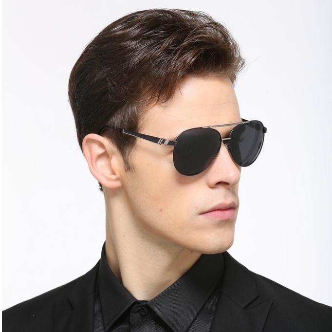 Mắt kính nam POSHOP gọng kim loại kiểu phi công thời trang dễ đeo tròng phân cực polaroid chống chói chống tia uv M5