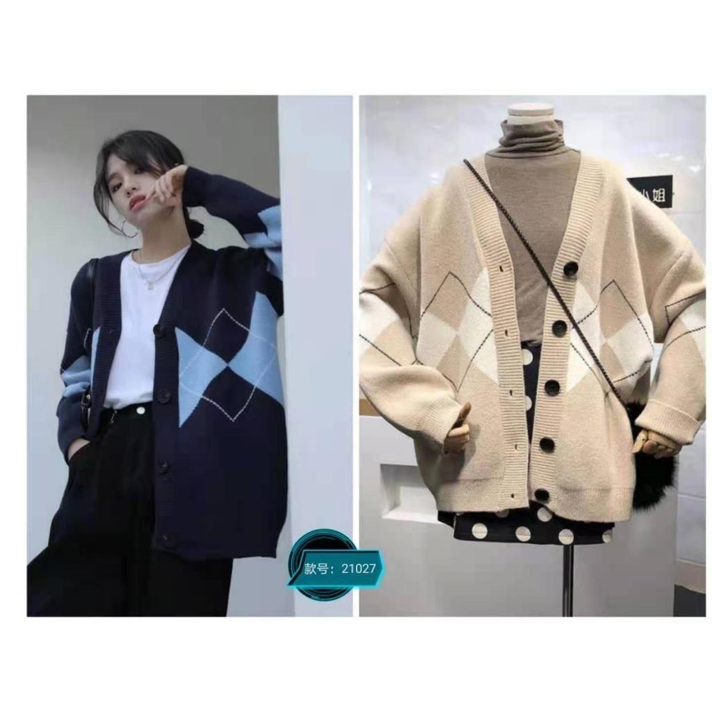 MS734 Áo khoác cardigan len hình trám cổ tim Hàn Quốc