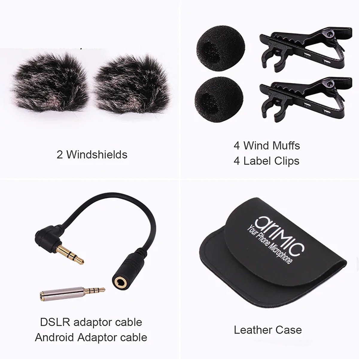 Micro cài áo cho điện thoại và máy ảnh AriMic Lapel Microphone hàng chính hãng - Tặng Tai nghe bluetooth Jumi Loại 1