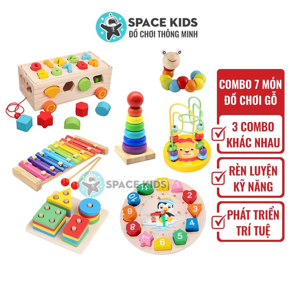 Đồ chơi gỗ Montessori cho bé Combo 7 món cho bé tư duy, phát triển trí tuệ vừa học vừa chơi