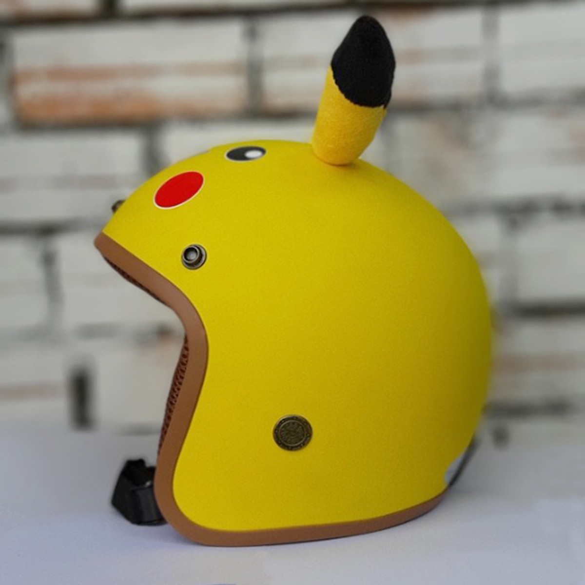 Combo Mũ bảo hiểm 3/4 pikachu hình thú vui nhộn có tai siêu ciu + Kèm chong chóng