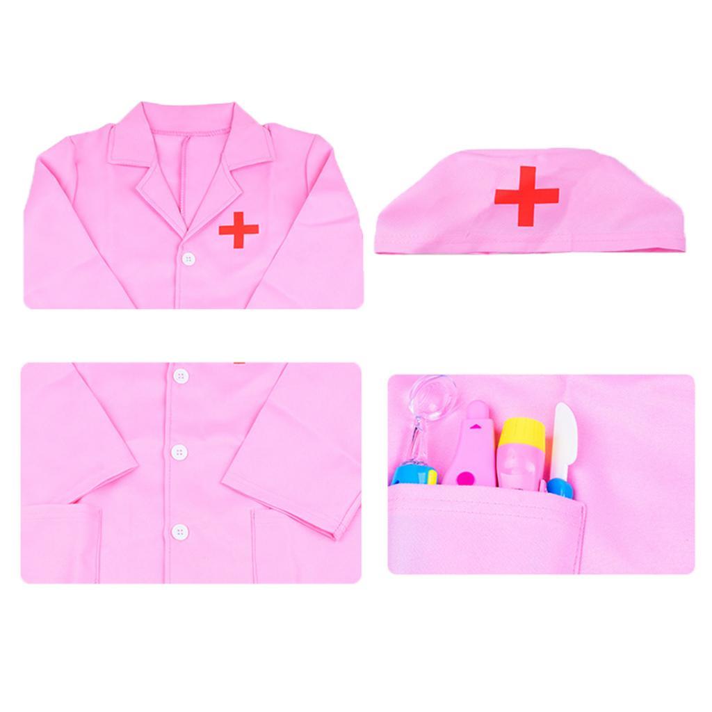 2x Kids Doctor Coat Nurse Uniform Fancy Dress Up Cosplay Costume