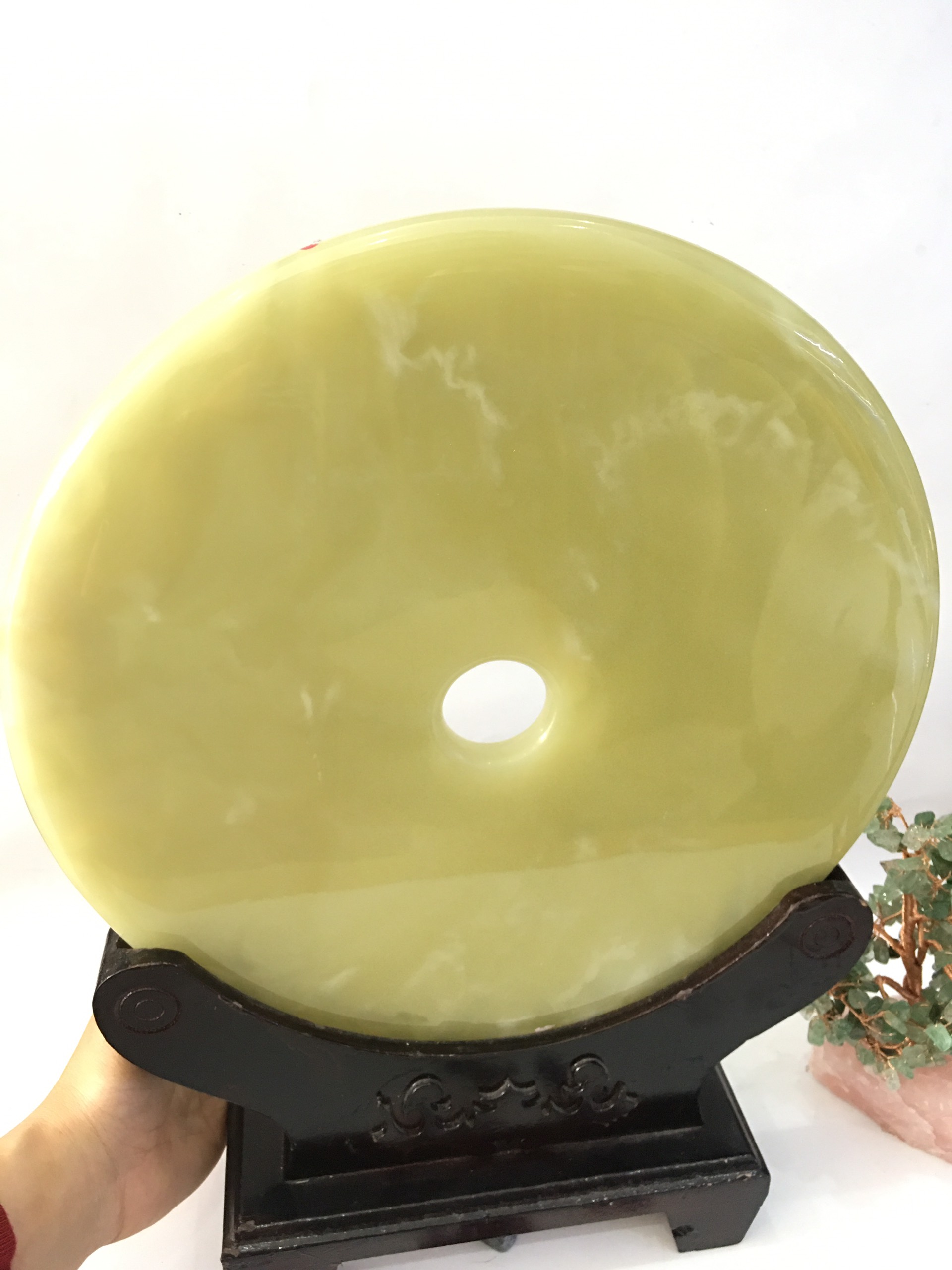 Đồng điếu đá ngọc xanh nhạt - cao 38cm - 3,35kg