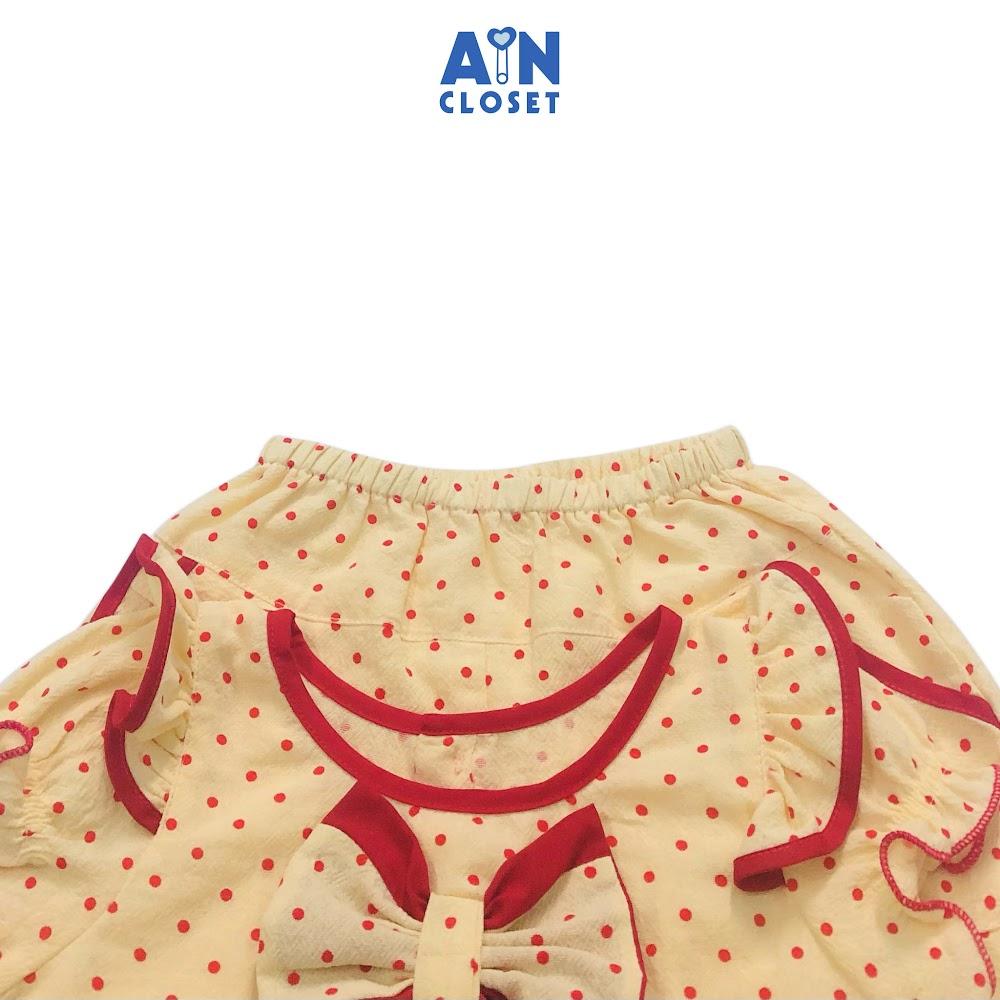 Bộ quần áo ngắn bé gái họa tiết Bi nơ đỏ quần váy cara - AICDBGYF8S6C - AIN Closet