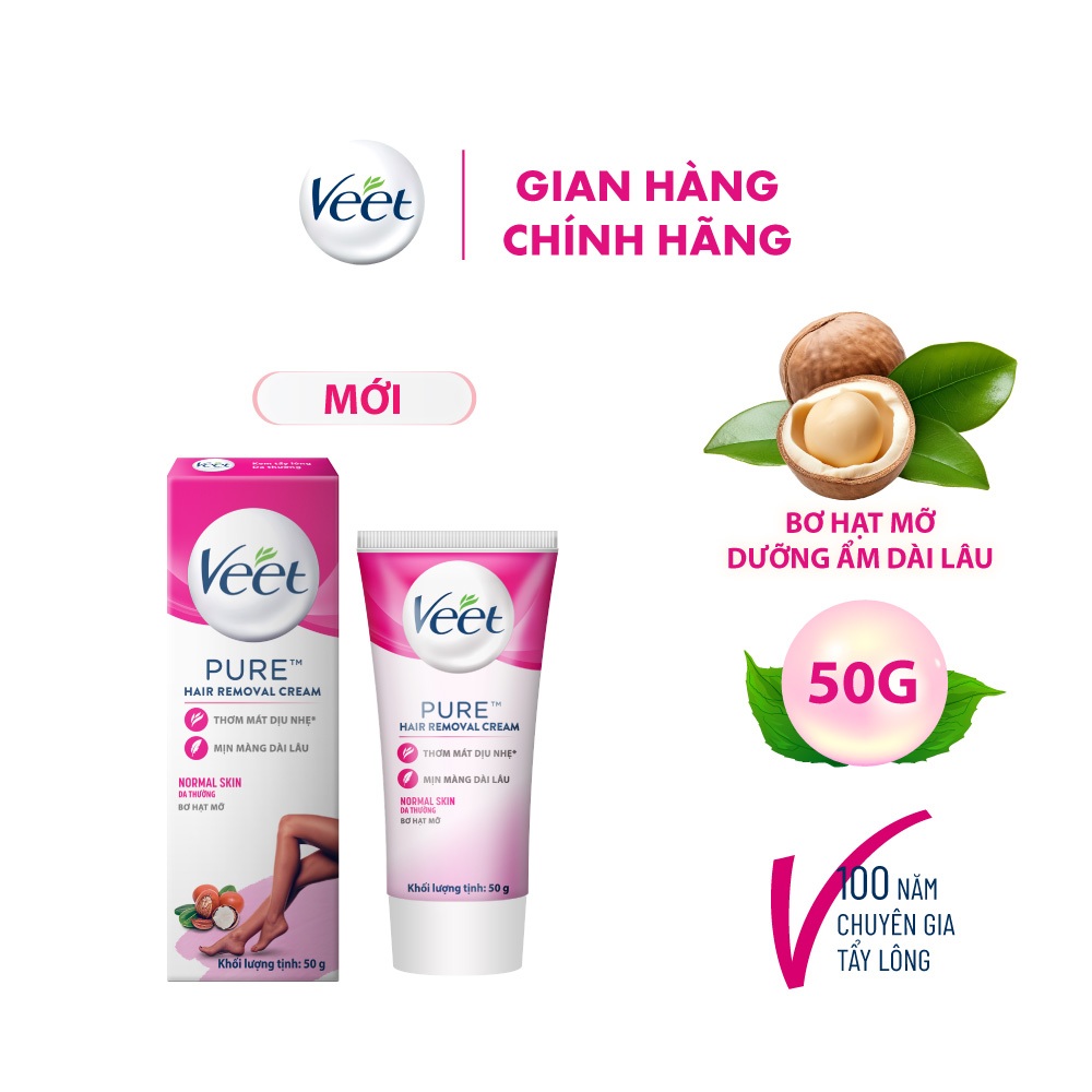 [MỚI] Kem tẩy lông Veet Pure cho da thường 50g, công thức cải tiến