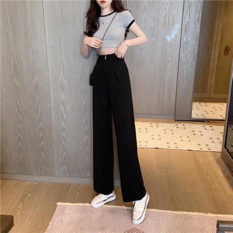 QUẦN SUÔNG ỐNG RỘNG KHOÁ TRƯỚC