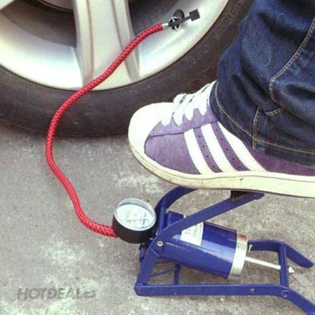 Bơm Đạp Chân Có Đồng Hồ Áp Suất Đa Năng Mini Tiện Dụng