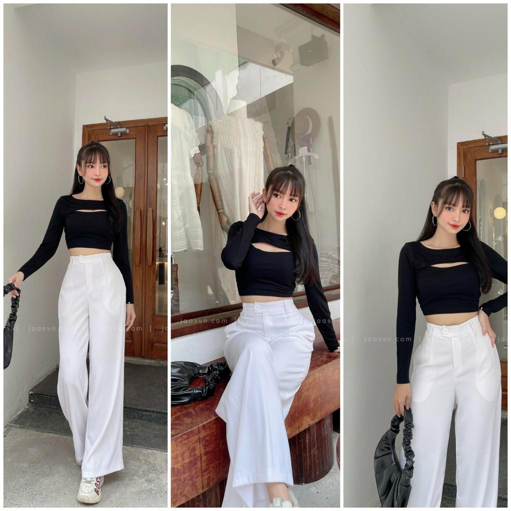 Áo crop top tay dài cut out cực xinh