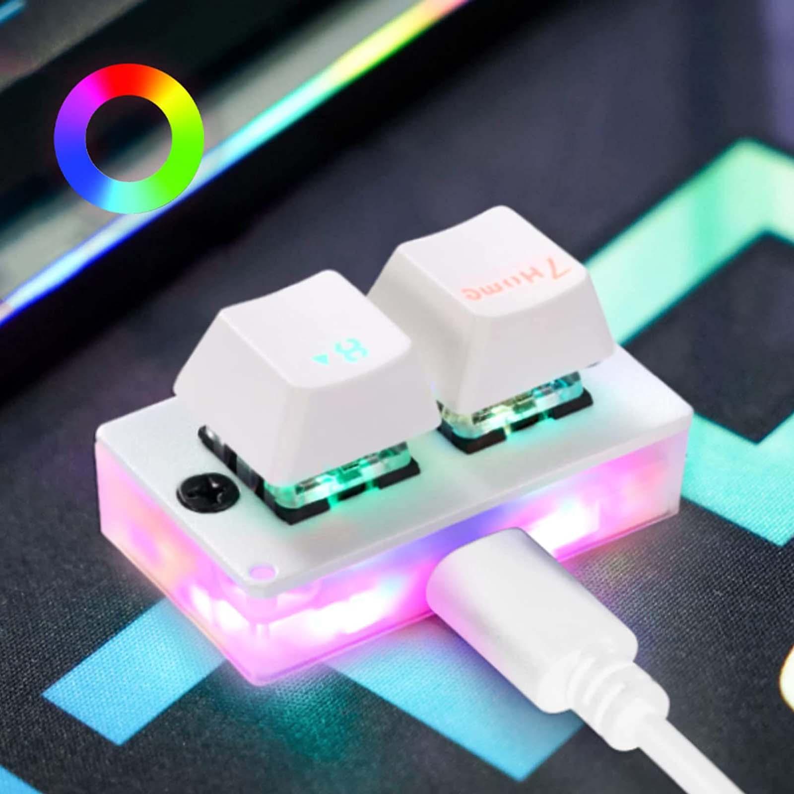 USB C Wired Mini 2 Key Keypad RGB LED Backlit Mechanical Gaming Keyboard for Laptop PC