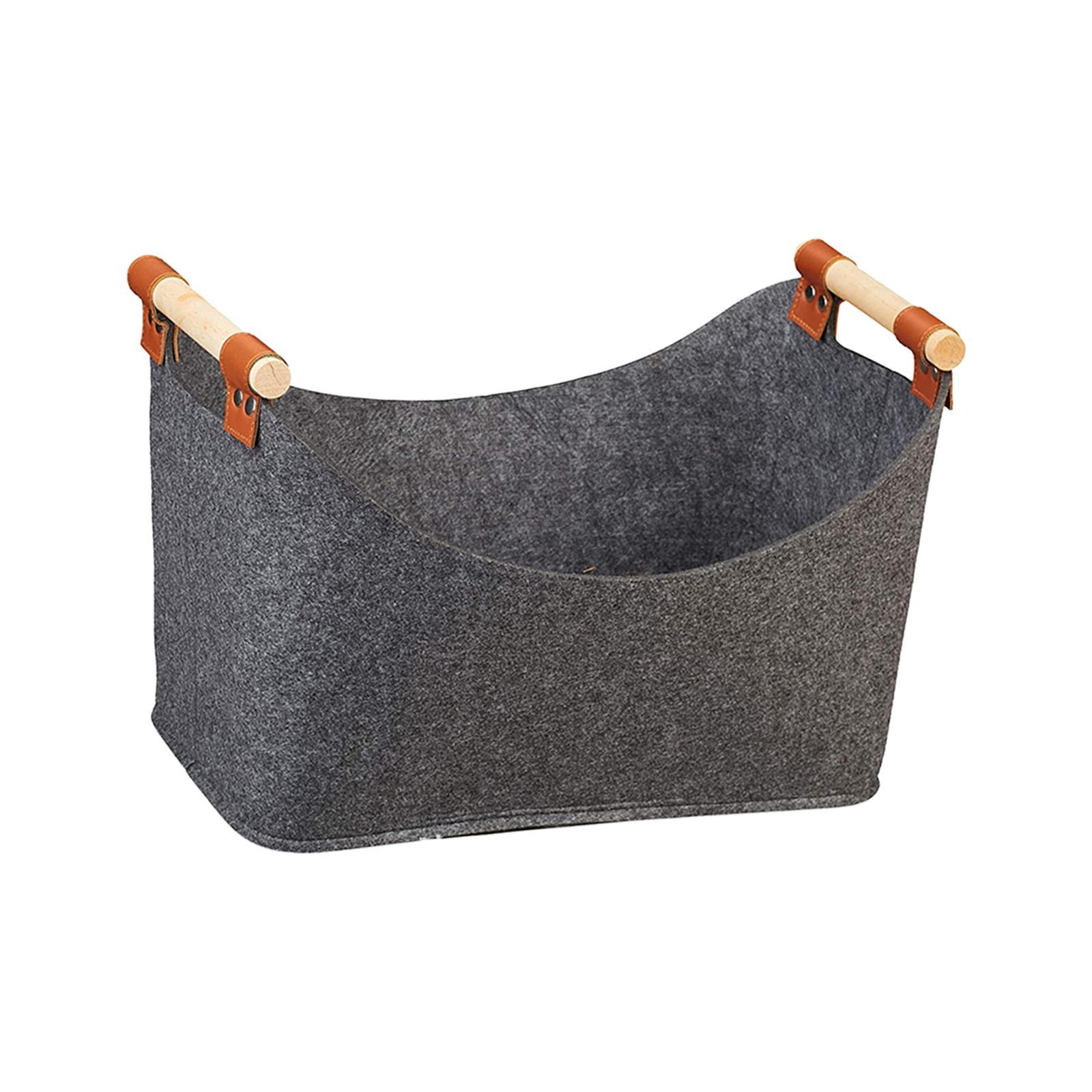 Felt Bag with Wooden Handle Thickened Rack Barbecue Log Tote Bag for Camping