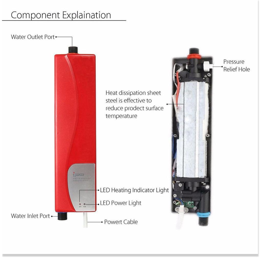 Bộ máy nước nóng lạnh IPP 3000w nhỏ gọn kèm Vòi sen (Trắng)