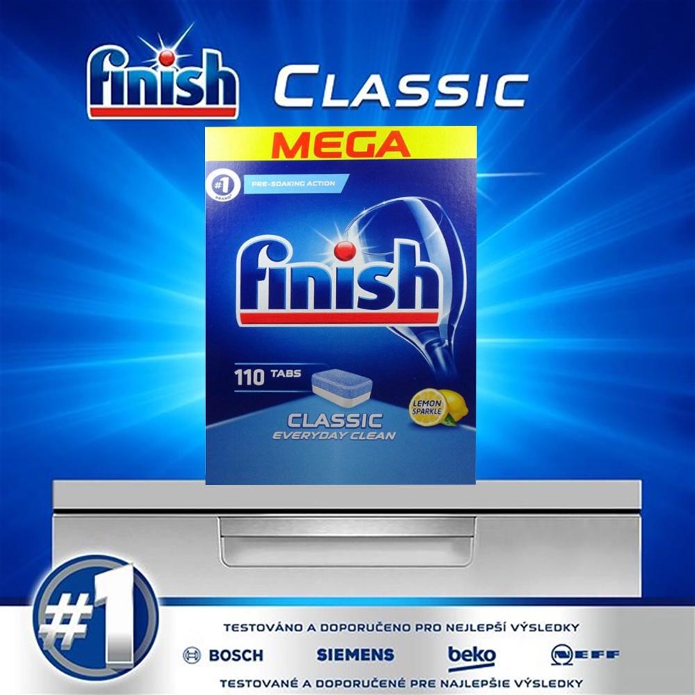 Combo 2 hộp 110 viên rửa bát Finish nhập khẩu Châu Âu Classic Dishwasher Tablets Lemon - hương chanh