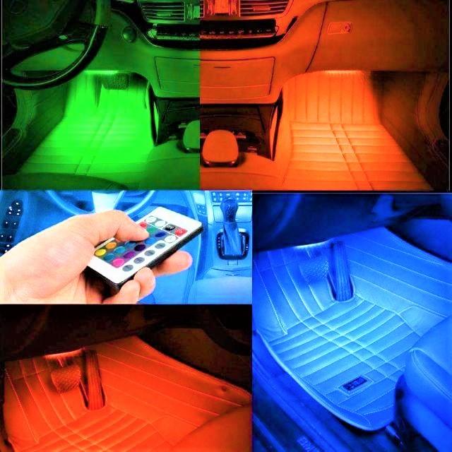 Đèn gầm ghế 4 led kèm điều khiển đổi màu hiệu ứng cực đẹp trang trí nội thất ô tô loại tốt