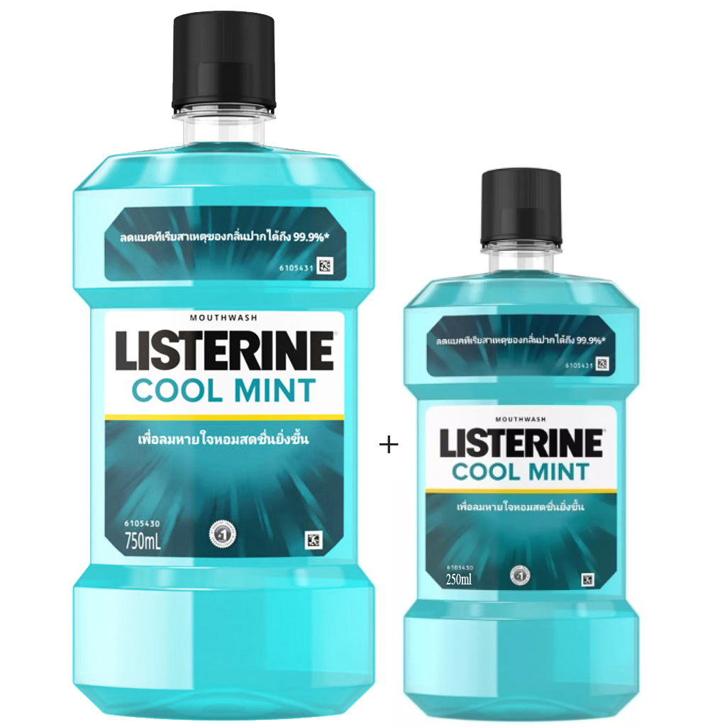 Combo 2 Nước súc miệng Listerine Cool Mint Hương Bạc Hà 750ml và 250ml