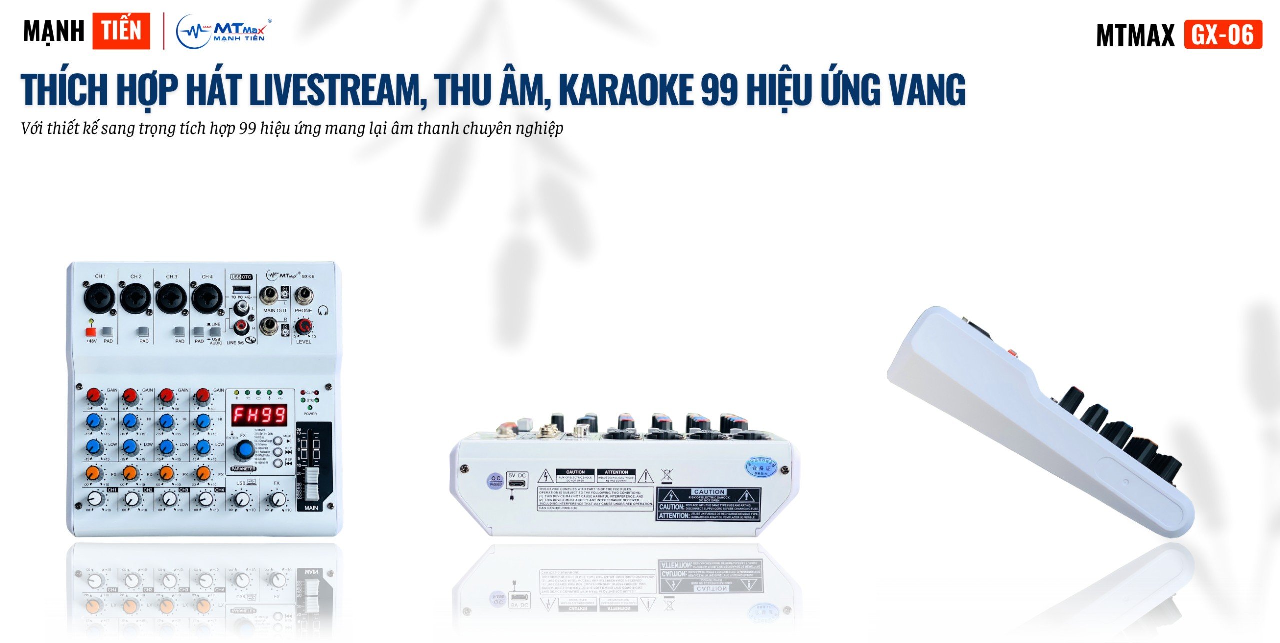 Mixer MTMAX MAX99 PROHát Livestream, Thu Âm, Karaoke Với Dàn Âm Thanh Gia Đình, Thiết Kế Sang Trọng Tích Hợp 99 Hiệu Ứng hàng chính hãng