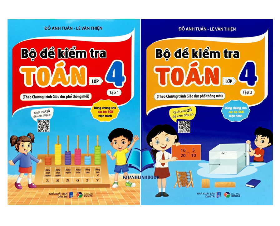 Sách - Combo Bộ Đề Kiểm Tra Toán Lớp 4 - Tập 1 + 2