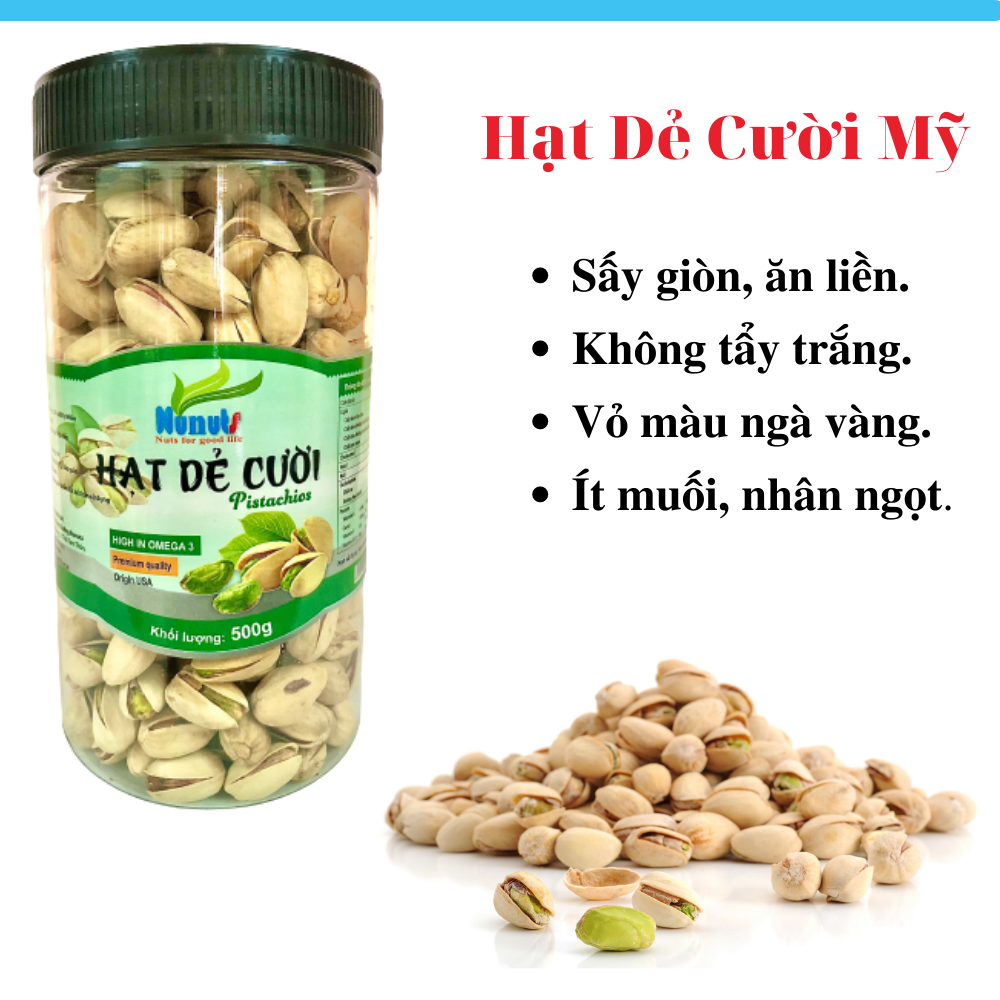 Hạt Dẻ Cười Mỹ Nunuts (LOẠI 1, KHÔNG TẨY TRẮNG)  (500g/hộp)