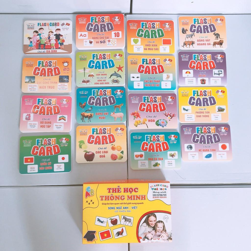 Bộ Thẻ Học Thông Minh 18 Chủ Đề loại to song ngữ tiếng Anh loại chuẩn Glenn Doman Flashcard cho bé từ 0-6 tuổi