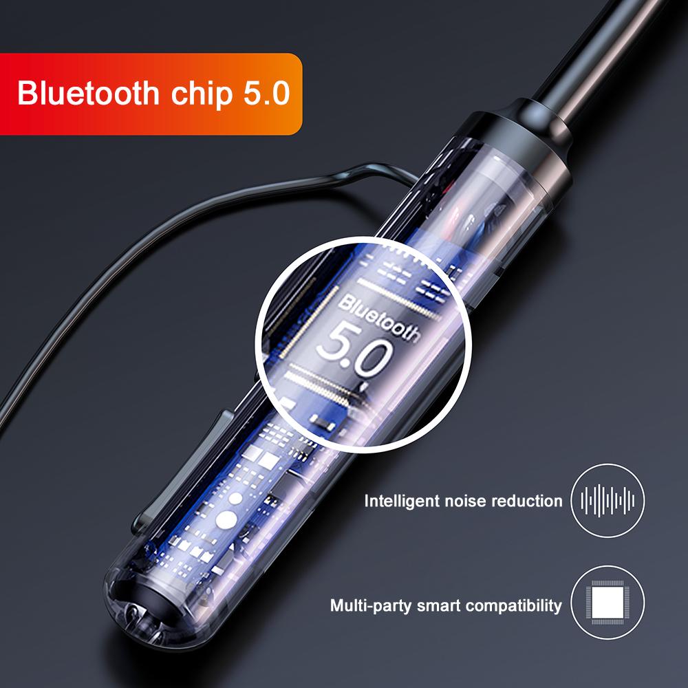 Bluetooth Tai Nghe 5.0 Chống Nước Từ Tính Cổ Tai Nghe Nhét Tai Thời Gian Thực LED Màn Hình Hiển Thị Công Suất Điện Thoại Rảnh Tay Mic Tai Nghe Hỗ Trợ Thẻ TF